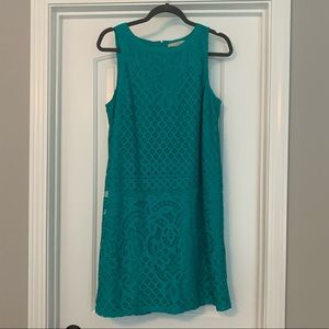 LOFT teal lace shift dress